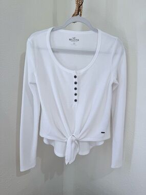 Hollister California White Waffle Knit Henley